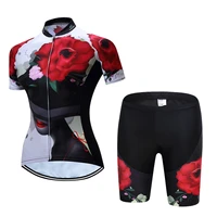 women cycling jersey set female short sleeve mtb jersey breathable back 3 pockets quick dry