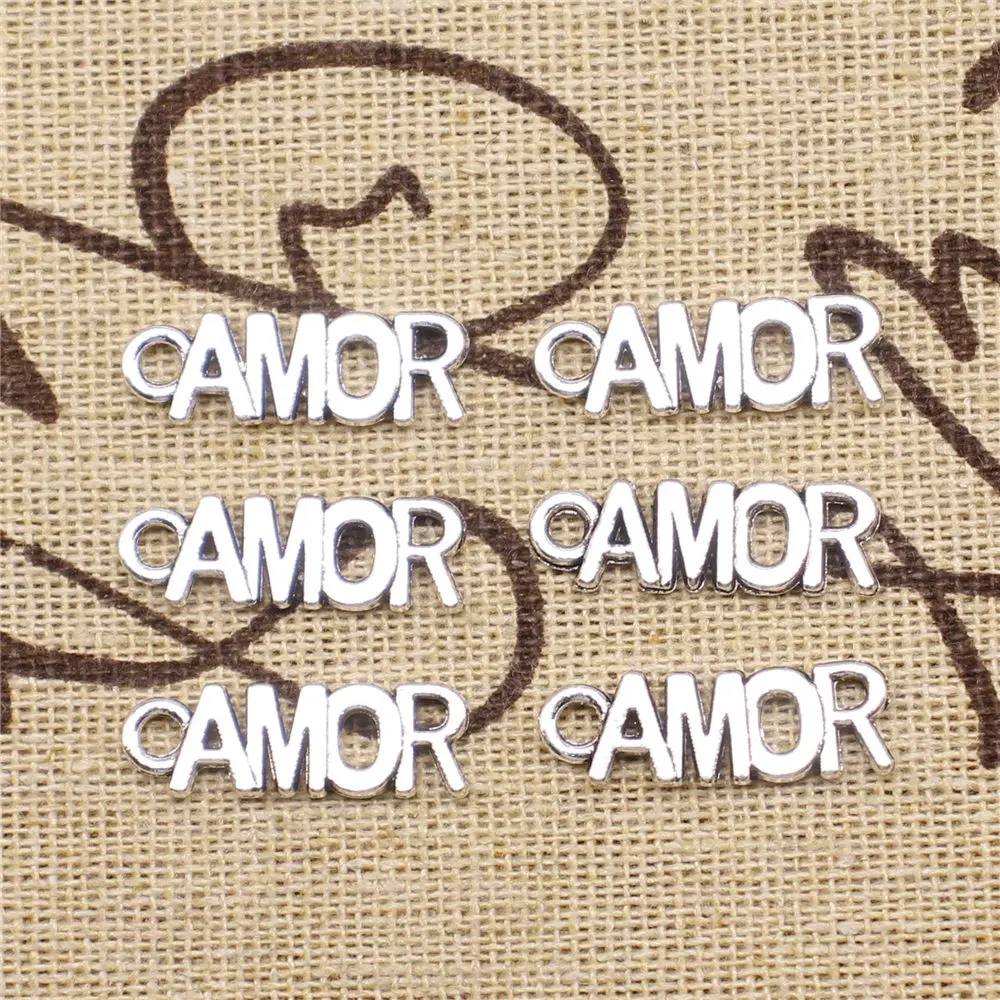 

Charm For Making Jewelry Pendants Antique Silver Color AMOR 21x7mm 20pcs