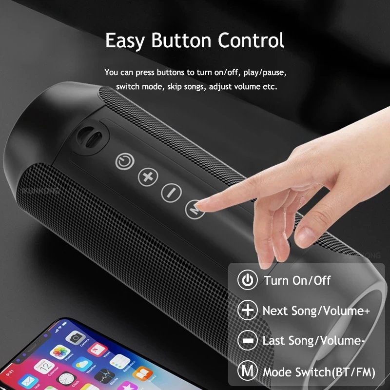 ~ Bluetooth-Колонка портативная Водонепроницаемая наружная Беспроводная колонка s Бас Сабвуфер FM AUX TF USB Громкая Колонка Портативная колонка