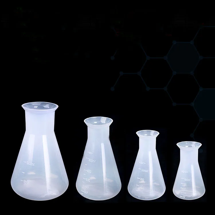 4 шт./компл. 100 мл/250 мл/500/1000 мл Пластиковая фляга erlenmeyer коническая бутылка для