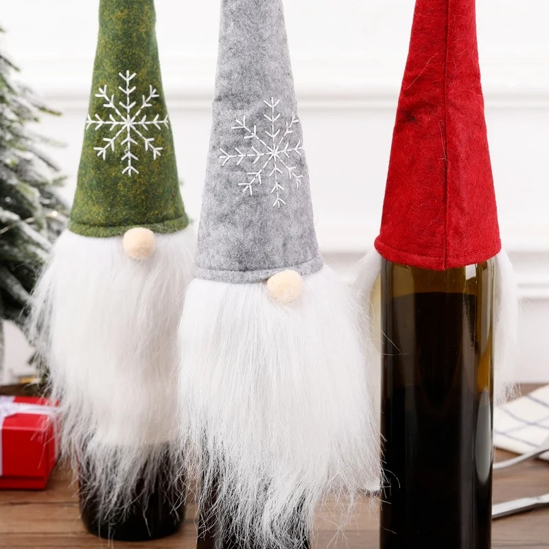 

Рождественский чехол для винной бутылки с Санта-Клаусом, Рождественская Кукла без лица, набор для винной бутылки, чехол для винной бутылки, новогодний декор, Рождество