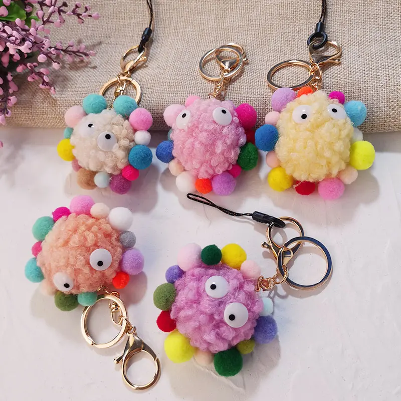 

Mobile phone lanyard plush pendant cartoon fur ball ornaments winter cartoon cute doll mobile phone shell universal pendant