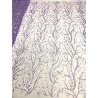 2021 high quality newest purple african tulle lace fabric with sequins and tube beads embroidery french net laces ml76n85