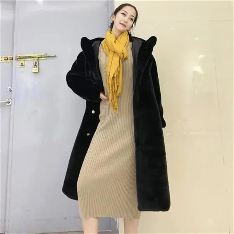 2021 Autumn And Winter Thick Coat Women's Fashion Ins Korean Mink Faux Fur Coat Lamb Wool Long Coat Ladies Parkas Pink Yellow