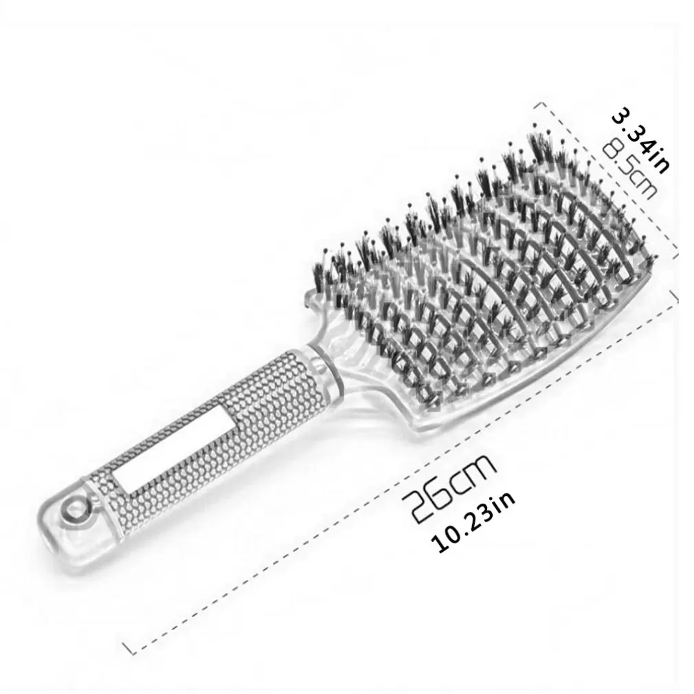 

Wild Boar Bristles Fluffy Shape Non-slip Plastic Large Curved Massage Comb