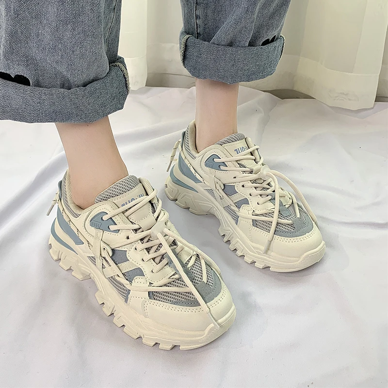 

Women's Sports Shoes Comfy Breathable Trainers Chunky Platform Sneakers Women Shoes Casual Female White Mesh Shoes for Woman
