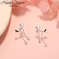 hot sale 925 sterling silver fashion creative butterfly tassel stud earrings simple handmade jewelry for women party accessories