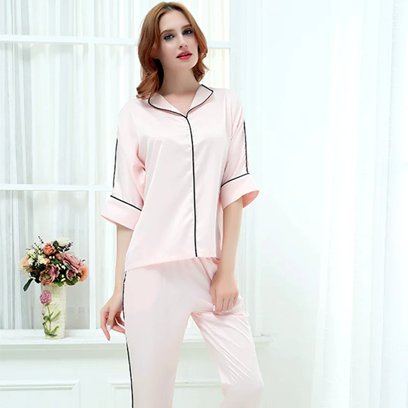 

New Sexy Pajamas Women's Home Wear Long Sleeve Autumn Winter Five Point Sleeve Pants Two Piece Set of Fashionable Home Wear