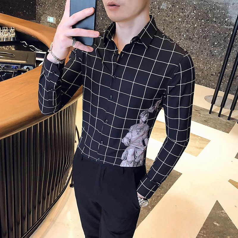 

British Style Camisa Masculina Fashion 2021 Spring New Long Sleeve Plaid Shirts for Men Clothing Slim Fit Casual Chemise Homme