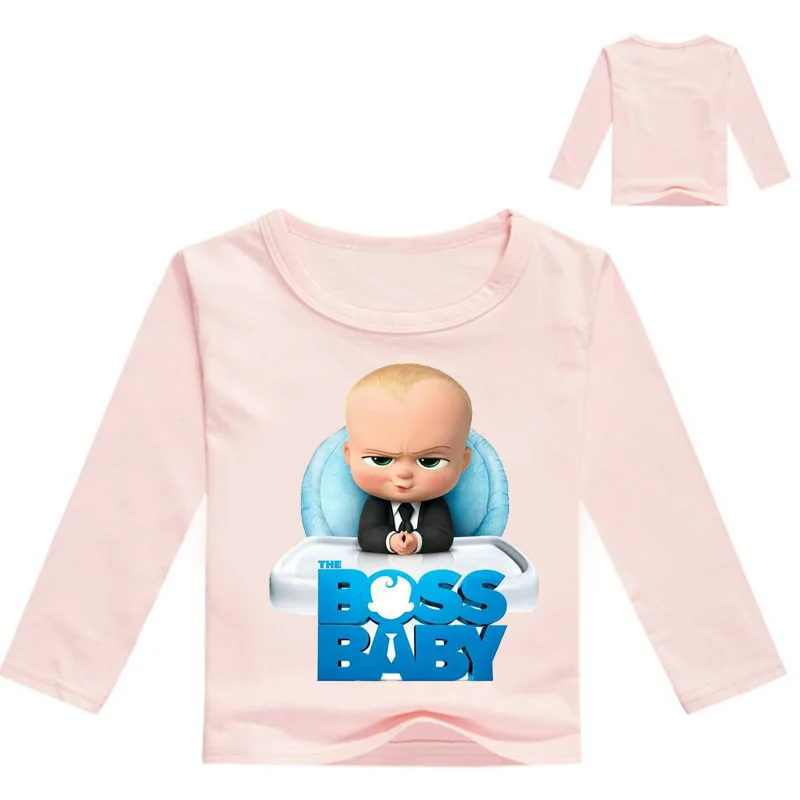 2-16Y Funny Baby Boss Clothes Boys Long Sleeve Tops Teenage T Shirt Cute Girl T-shirts Kids Teen Fashion Causal |