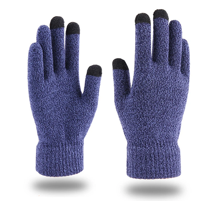 Новые теплые вязаные перчатки для мужчин и женщин с бархатной подкладкой