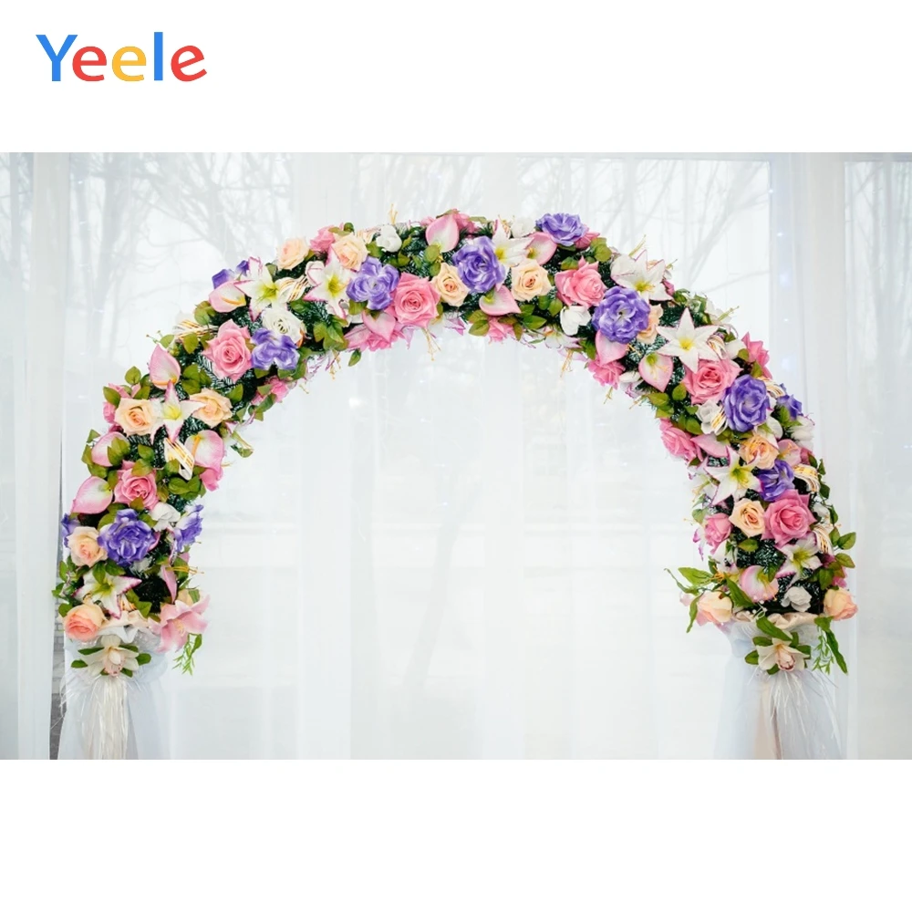 

Yeele Photophone Wedding Curtain Flowers Door Portrait Photographic Backdrops Backgrounds White Vinyl Photocall For Photo Studio