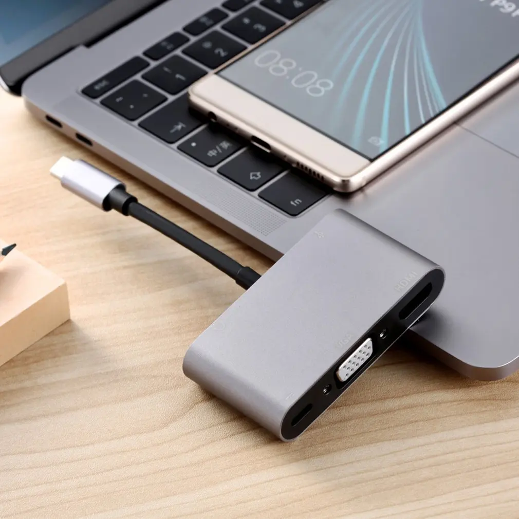 Адаптер USB Type C на HDMI/VGA/3 5 мм/USB 3 0/PD|Компьютерные кабели и разъемы| |