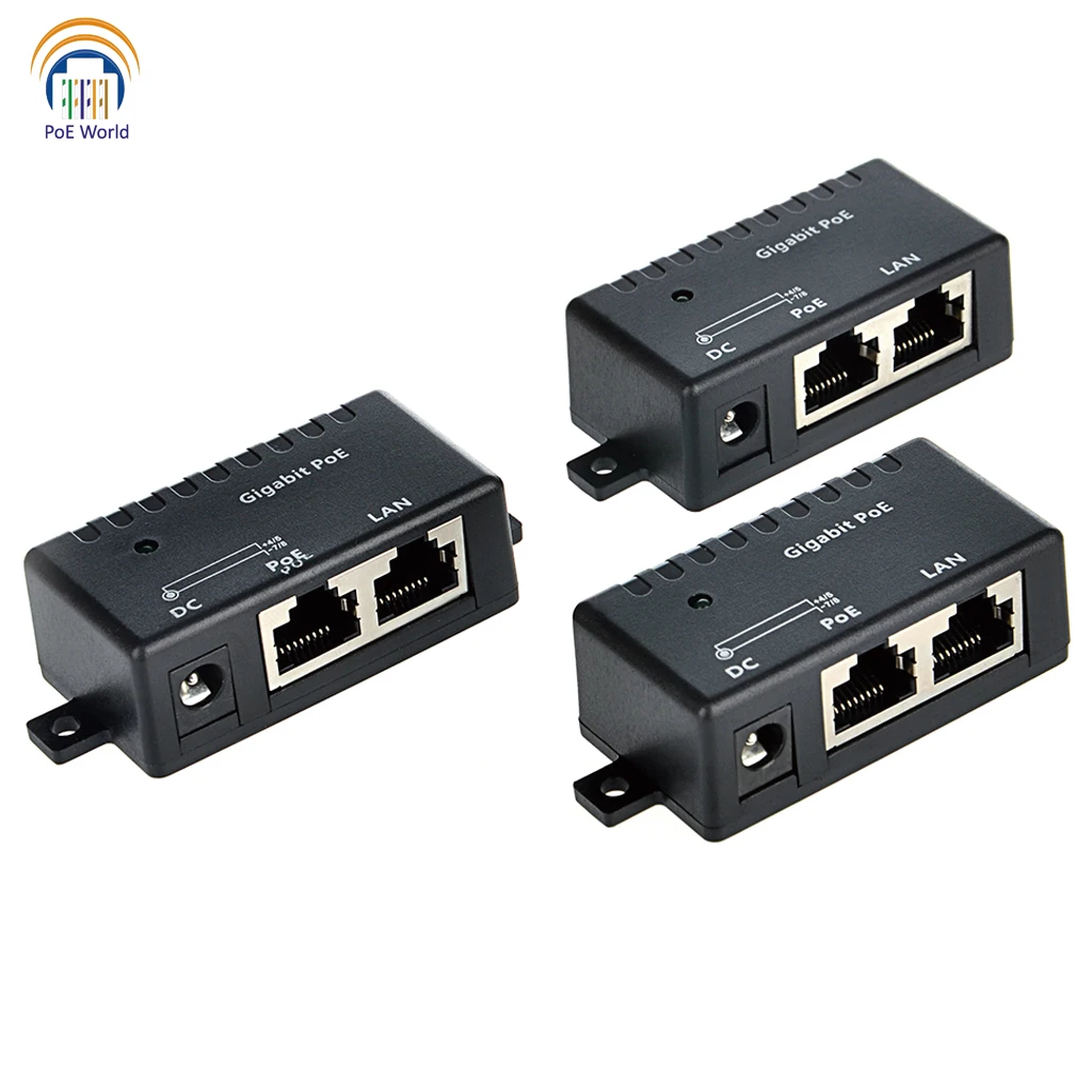 24V гигабитный Пассивный PoE инжектор/разветвитель разъем с 12W адаптер питания для