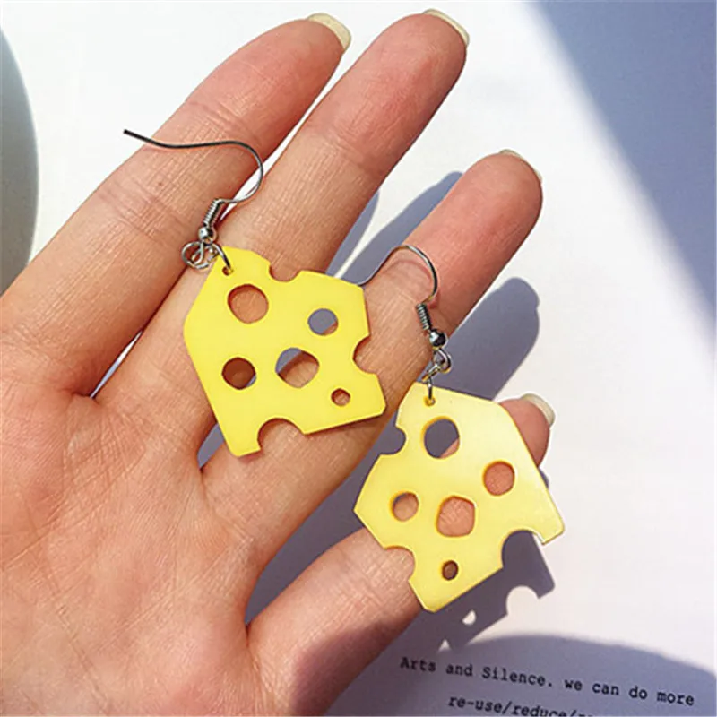 

Girls fashion earrings Acrylic eardrop Whimsy irregular earrings female cheese earrings White lotus root Asymmetric earrings