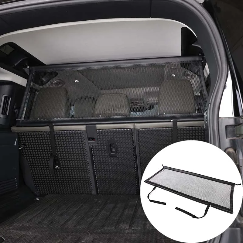 

For LR Defender 110 2020-2022 Car Trunk Safety Isolation Pet Protection Backseat Divide Cargo Area Travel ​Trunk Mesh Net Screen