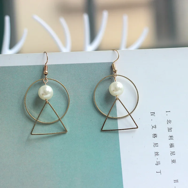 Модные женские золотистые бусины среднего размера круглые треугольные