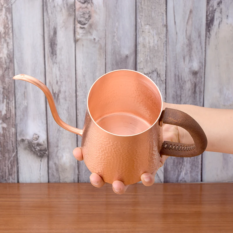 Красный медный кофейник Лебедь Шея капельная горшка длинный рот 700 мл для одного