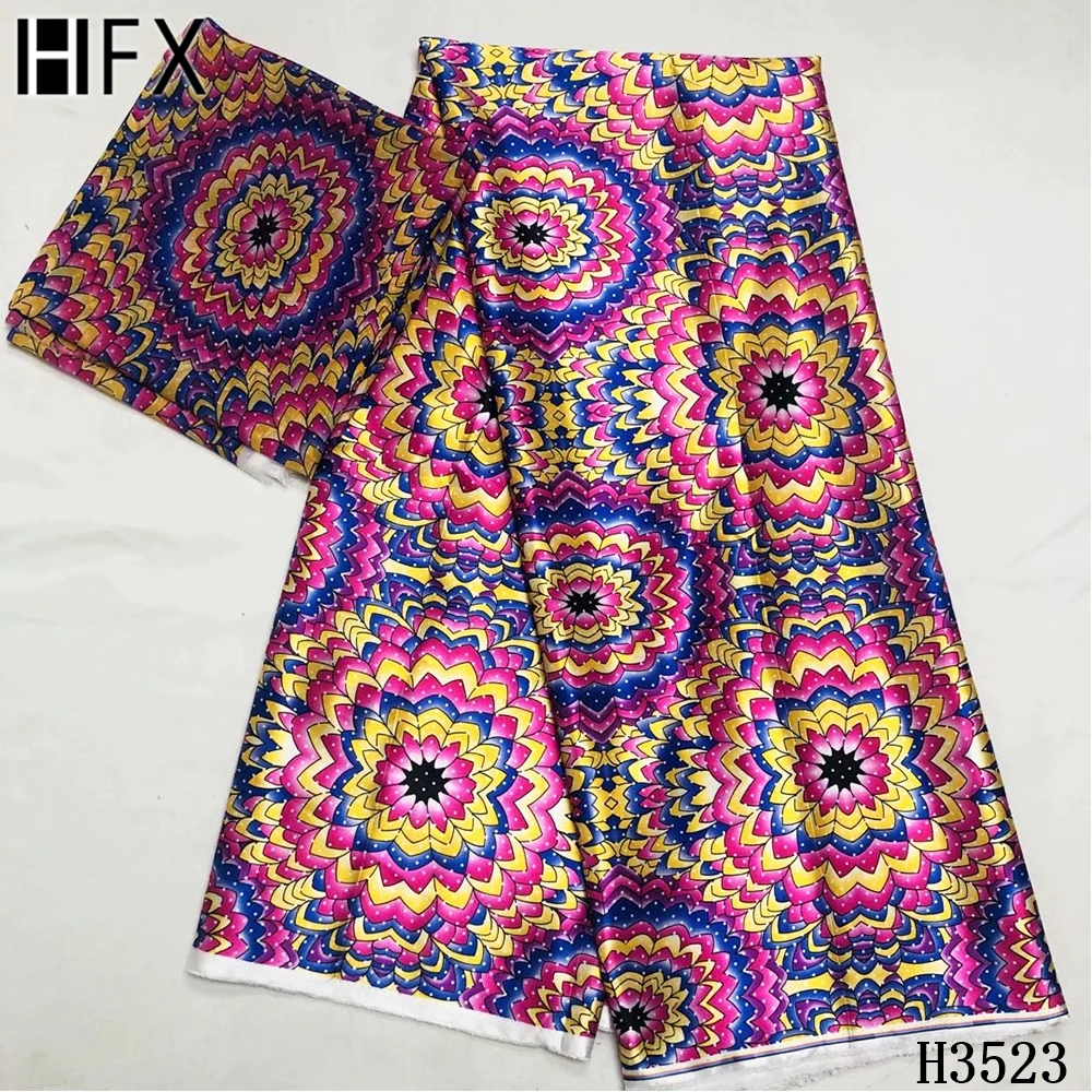 

HFX 4yards silk +2yards Chiffon Design African Lace Fabric 2020 High Quality Silk Cloth Lace Fabric Nigerian for dress H3523