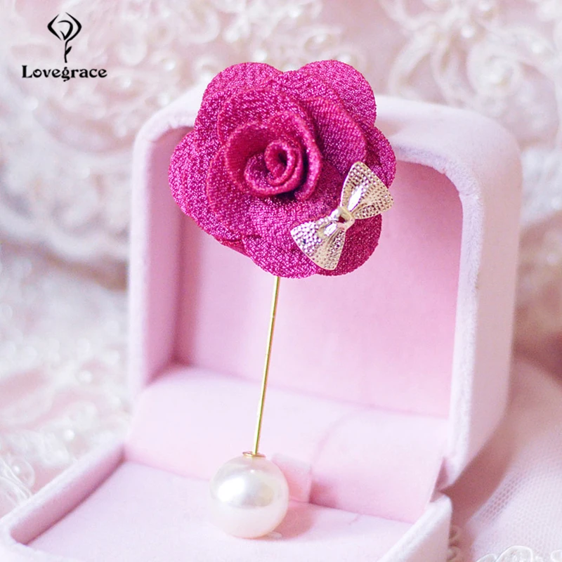 Бутоньерка Мужская Свадебная корсажная булавка тканевая Цветочная синяя брошь