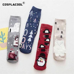 Японский Модный Милый принт с животными, осенне-зимний новый продукт, мультяшный медведькроликпингвин, женские носки для рождественского подарка