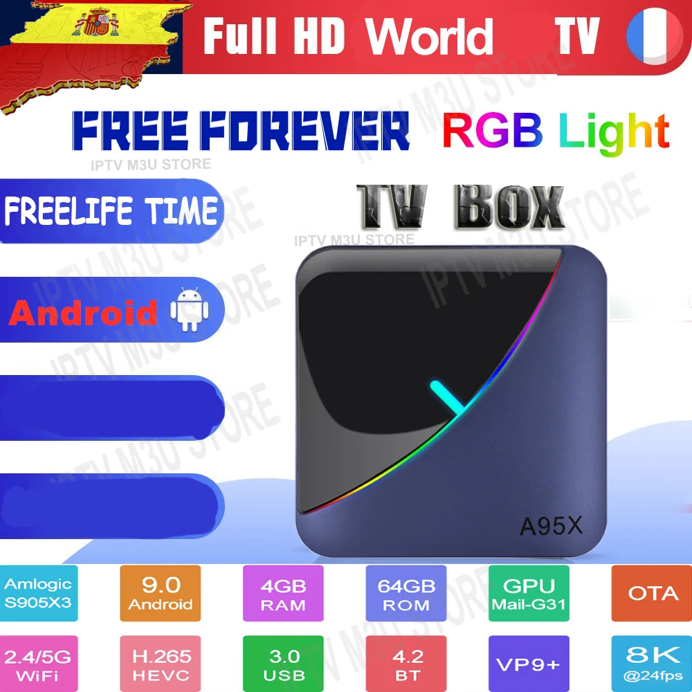 ТВ приставка Free forever Transpeed A95X F3 Air 8K Android 9 0 Amlogic S905X3 4K Youtube Netflix wifi 4 Гб 16 64 RGB