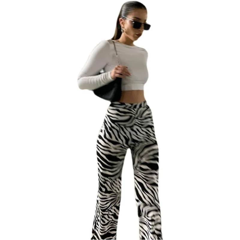 

2021 explosions autumn and winter sexy slim zebra casual pants sweatpants