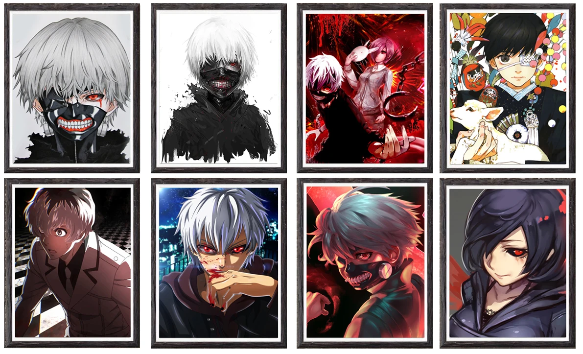 8 штук коллекция аниме-артов "Токийский гуль" обои Канеки Кен премиум холст плакат 8 x 10 дюймов без рамки.