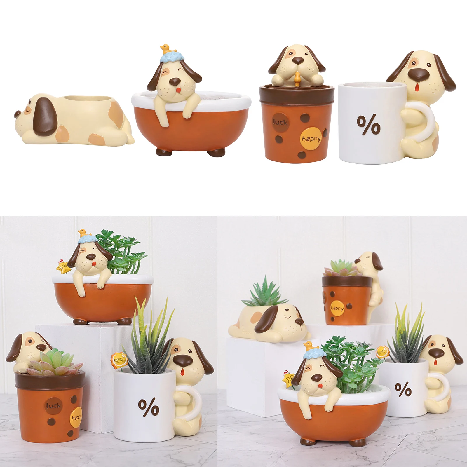 

Dog Style Potted Plants Container Miniature Model Succulent Brush Pots for