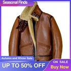 Коричневое 2021 пальто в стиле милитари B3, пальто-бомбер из натуральной овчины, Зимняя Толстая теплая кожаная куртка размера плюс 4XL из натуральной овчины