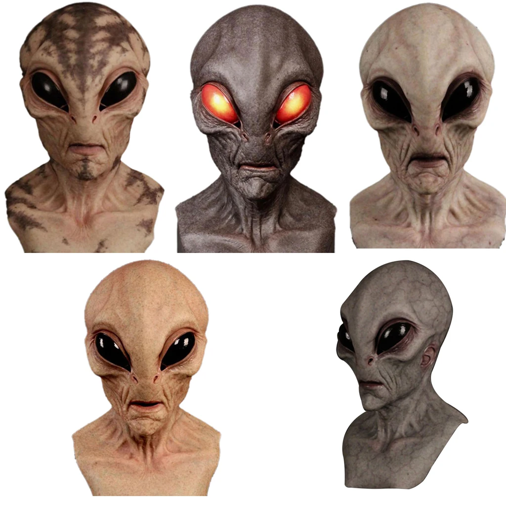 

Halloween Horror Alien Mask Cosplay Scary Full Face UFO Alien Latex Masks Helmet Masquerade Party Costume Props Funny Mask Toys