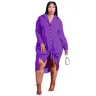 Платье-рубашка с отложным воротником и длинным рукавом Новинка Осень-зима модная повседневная женская однотонная свободная тонкая длинная юбка в африканском стиле женская одежда