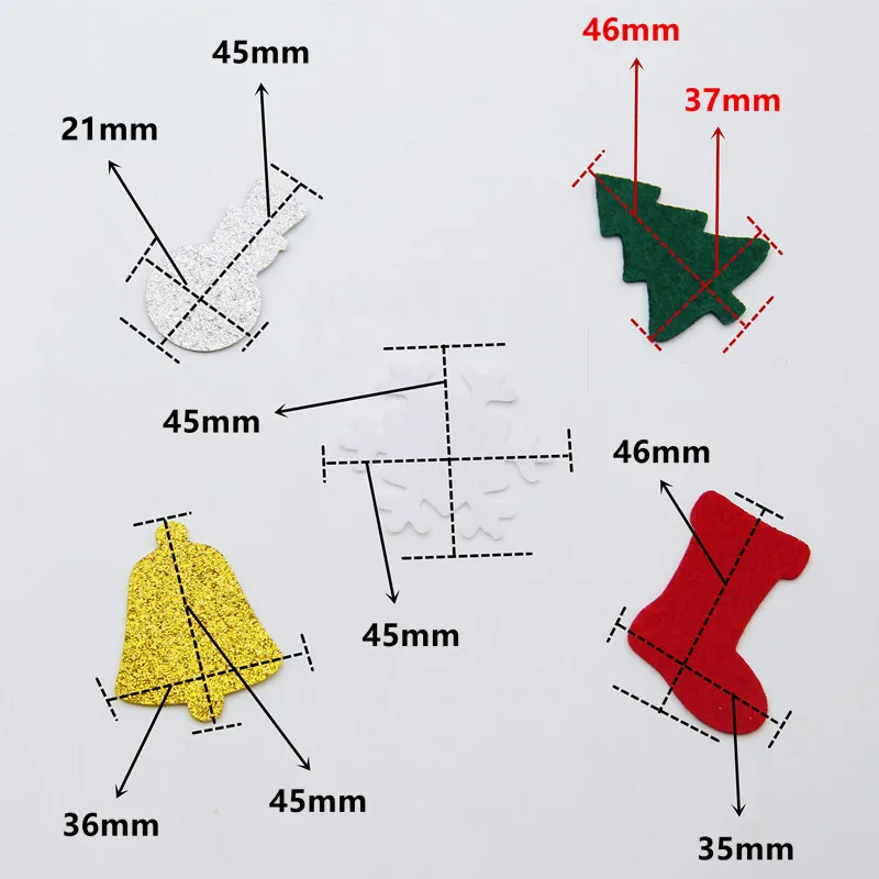 40 шт. рождественские войлочные нашивки Рождественская елка носок колокольчик