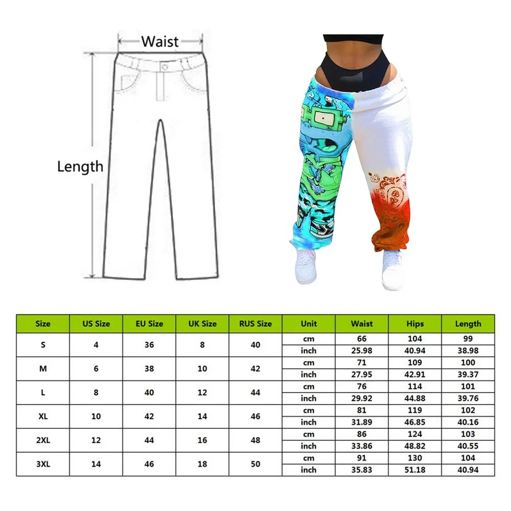 

Women Pants Loose Sports Casual Harem Pants Comics Printed patchwork Joggers Pants Hip Hop Casual Trousers Kpop
