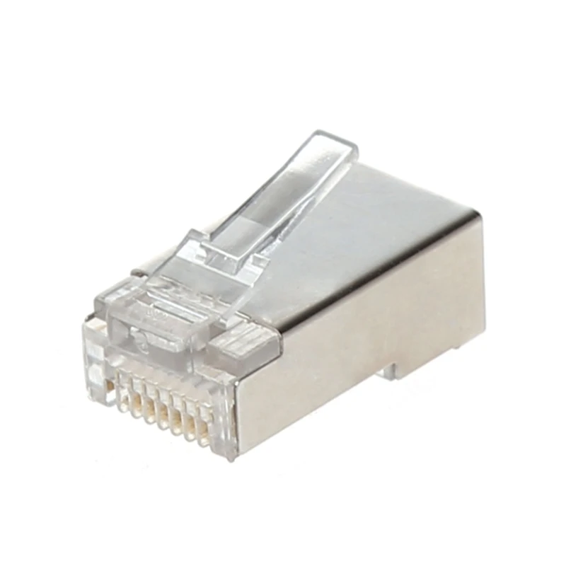 

50/100Pcs CAT5 RJ45 8-Pin Shielded Modular Plug Ethernet Network Cable Connector