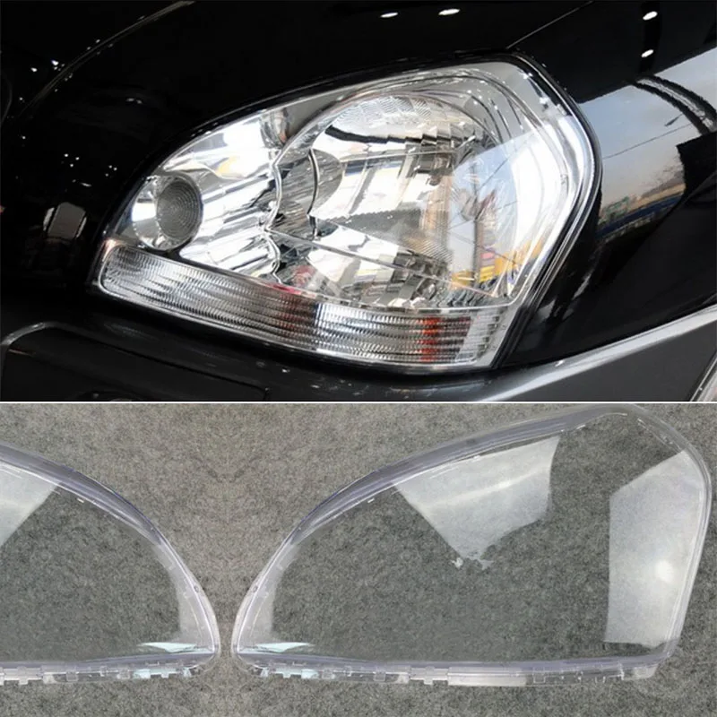For HYUNDAI TUCSON 2005 2006 2007 2008 2009 2x Car Headlight Lens Cover Left Right Lampshade Headlamp Clear Lens Shell Cover