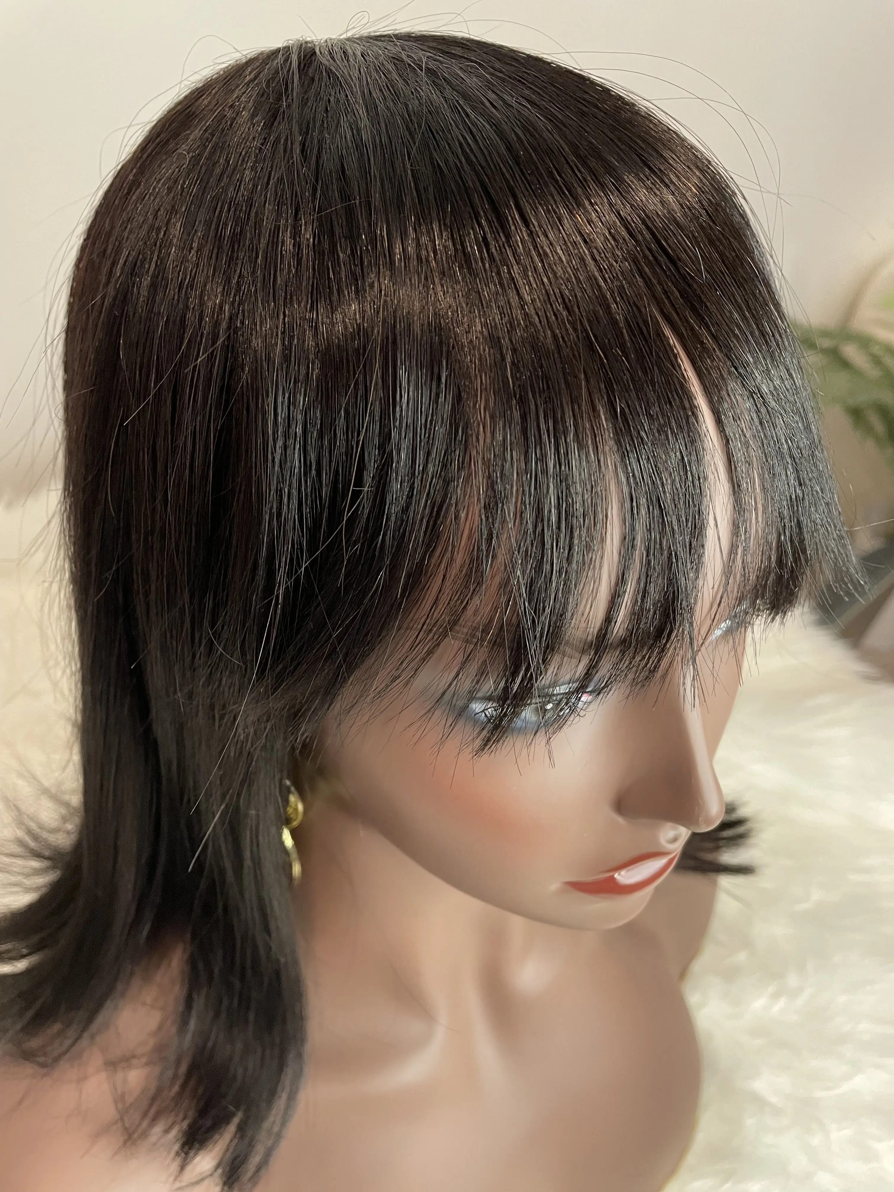 Straight Bob Hair Wigs With Bang No Lace Full Machine Made Brazilian Remy BoBo For Woman | Шиньоны и парики
