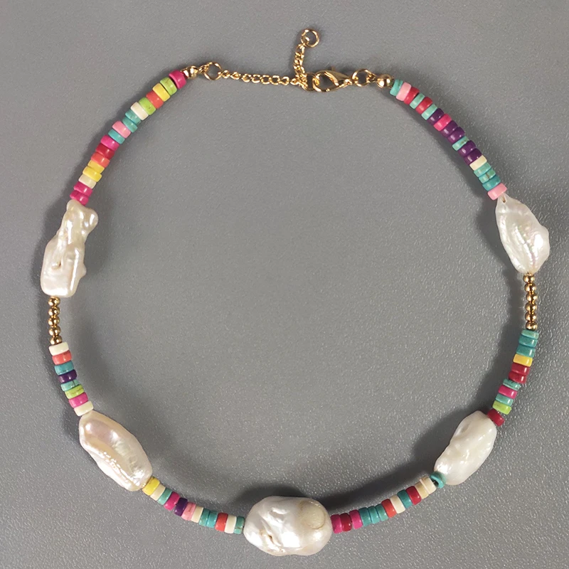 Модные аксессуары пресноводный барочный жемчуг колье ручной работы изысканный