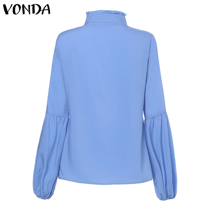 

VONDA Women Solid Tops And Blouses Autumn Long Lantern Sleeve Shirts Casual Party Blusas Plus Size S- 5XL Women's Blouses FZH