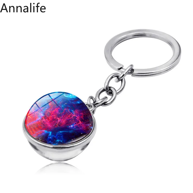 Брелок для ключей с небесно-звездным голубым камнем Земля-время и Марсом
