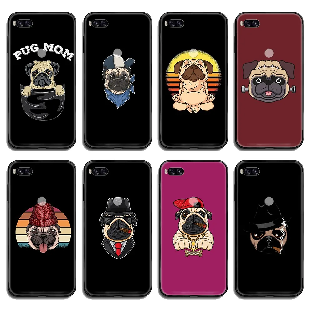 Милый мультяшный Мопс бульдог Роскошный чехол для мобильного телефона черный