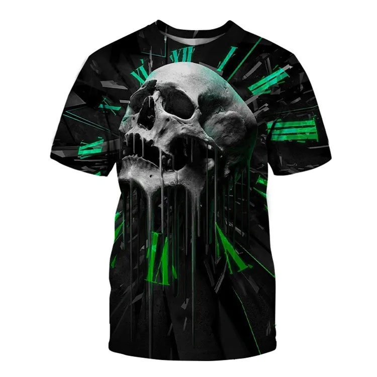 

2020 New Skull Print 3d T-shirt Hip-hop Men's O-neck Short-sleeved T-shirt Street Personality T-shirt Versatile Men's Shirt