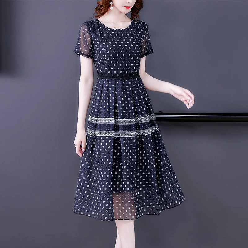 

Женское летнее шифоновое платье с коротким рукавом, размеры до 4XL