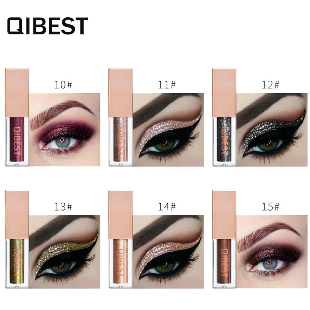 Жидкие блестящие тени для век 15 цветов карандаш мерцающие водостойкие стойкие