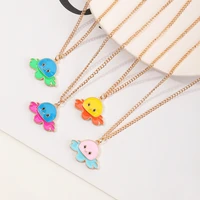 mood double sided flip mood face laugh angry changing little octopus necklace woman man lovely cute pendant chain party gift