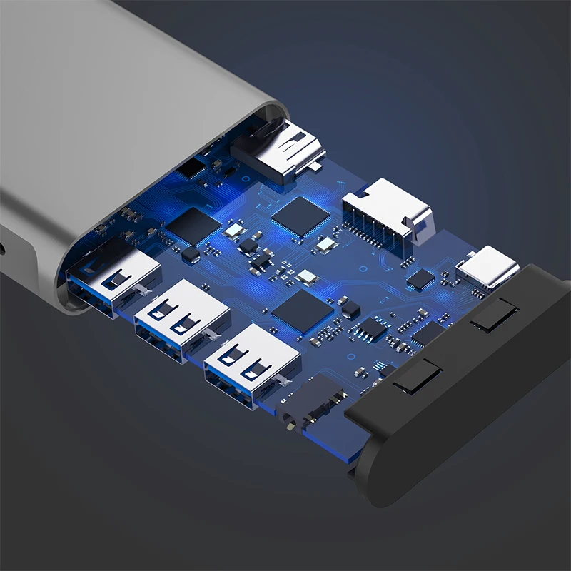 USB-C переносная док-станция с HDMI 1080P VGA, Gigabit Ethernet, кардридер, адаптер Aux, USB3.0, питания, разъем rj45