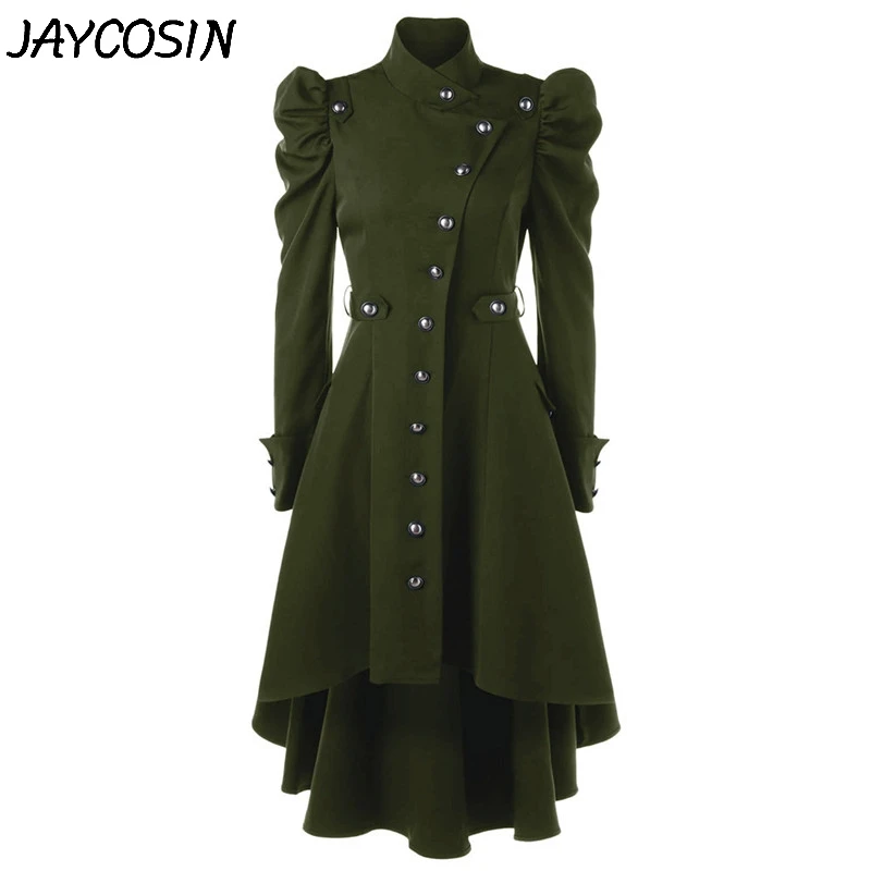 JAYCOSIN Женское шерстяное пальто винтажное длинное в стиле стимпанк готическое
