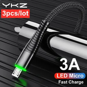 YKZ 3A LED Micro USB кабель для быстрой зарядки микро USB зарядное устройство кабель для передачи данных-провод для Samsung Huawei шнур Android мобильный телефон