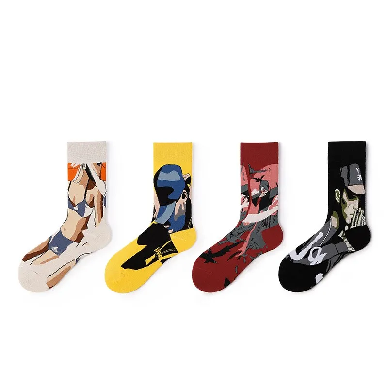 Осенние и зимние новые мужские носки модные спортивные средние чулки женские