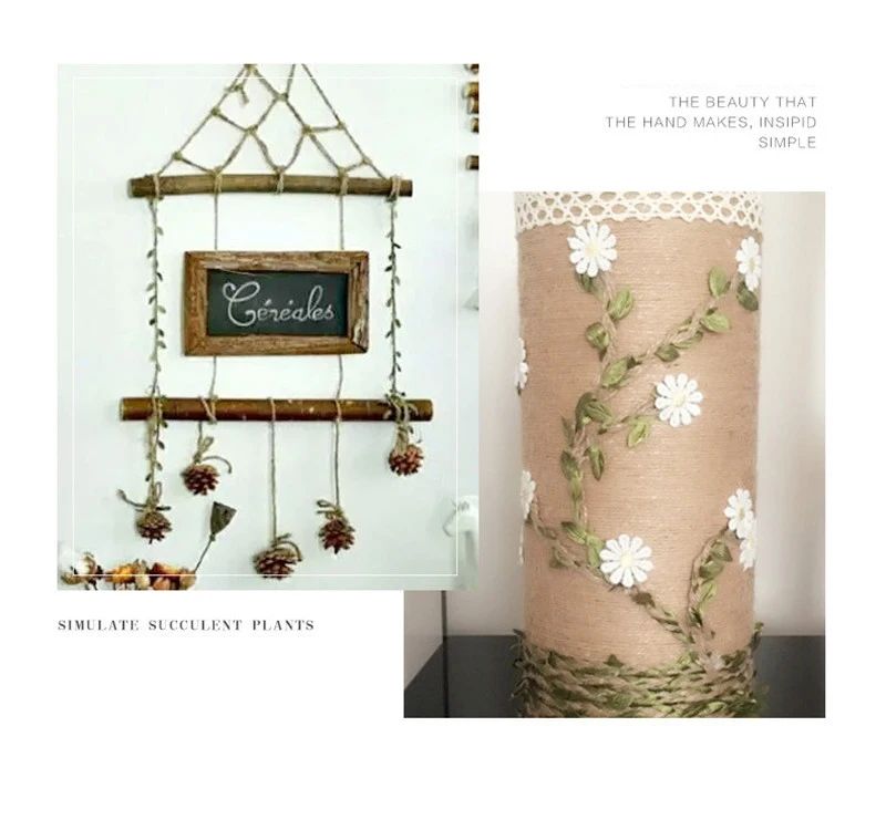 2M Simulation Green Leaves Weaving Hemp Rope DIY Wedding Birthday Decoration Rattan Gift Bouquet Packaging | Дом и сад